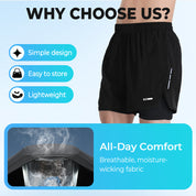 🌟Unisex multi-pocket faux two-piece fat-burning🔥 high-elasticity sports shorts