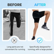🌟Unisex multi-pocket faux two-piece fat-burning🔥 high-elasticity sports shorts