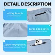 🌟Unisex multi-pocket faux two-piece fat-burning🔥 high-elasticity sports shorts