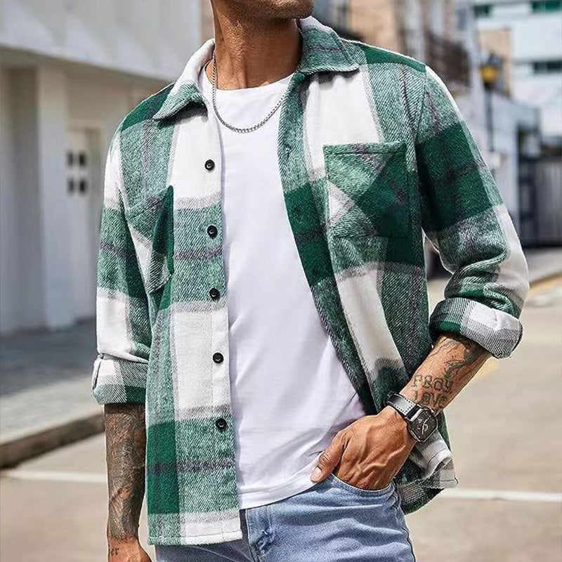 👔✨Men's Casual Thickened Warm Plaid Jacket With Flannel Lining