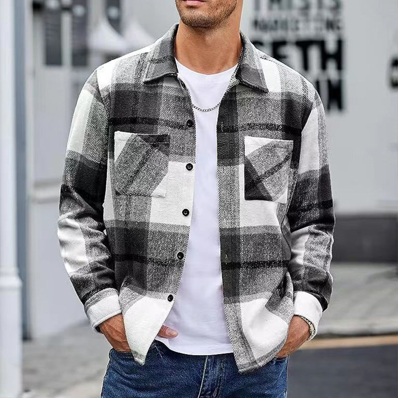 👔✨Men's Casual Thickened Warm Plaid Jacket With Flannel Lining