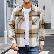 👔✨Men's Casual Thickened Warm Plaid Jacket With Flannel Lining