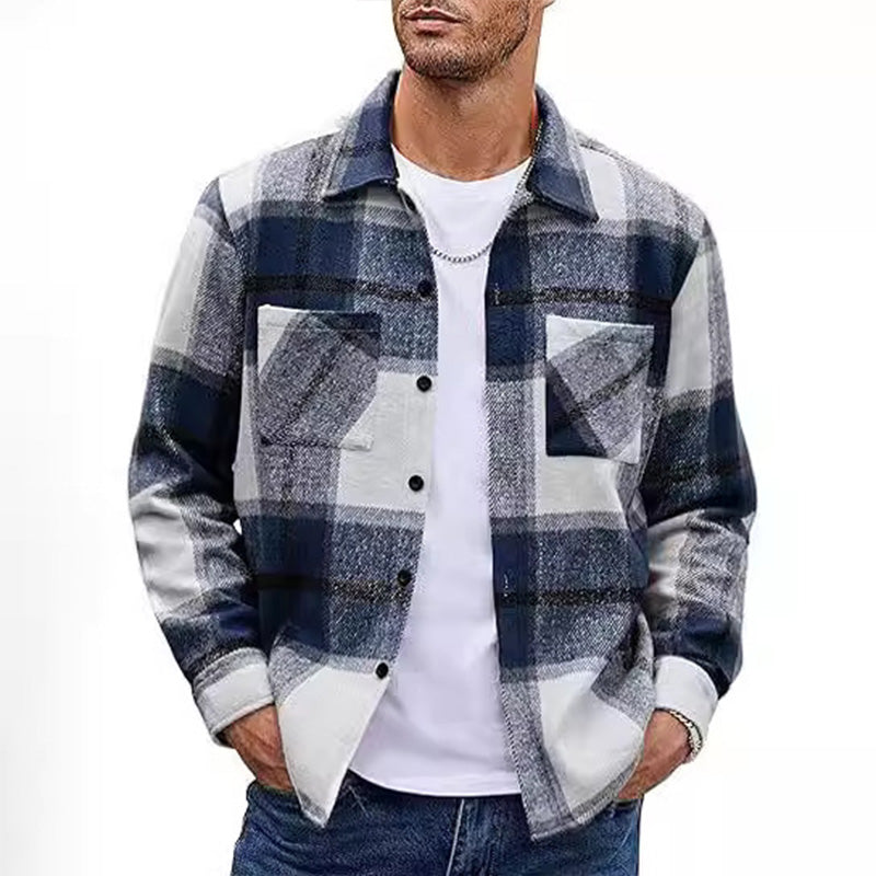 👔✨Men's Casual Thickened Warm Plaid Jacket With Flannel Lining