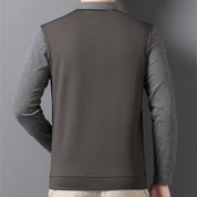 🌟New autumn men's faux two-piece cardigan with a turn-down collar.