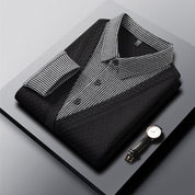 🌟New autumn men's faux two-piece cardigan with a turn-down collar.