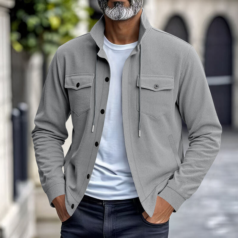 🔥Warm and Stylish✨Men's Corduroy Button-Down Long Sleeve Jacket