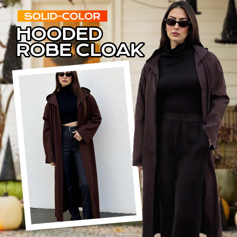 Solid-Color Hooded Robe Cloak