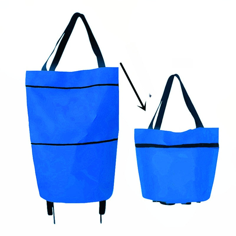 🛍️ Shop Online & Save ✨🛢️2-in-1 Foldable Shopping Cart – Portable Rolling Grocery Trolley