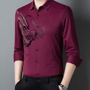 💖Men's Business Dragon Printed Long Sleeve Shirt