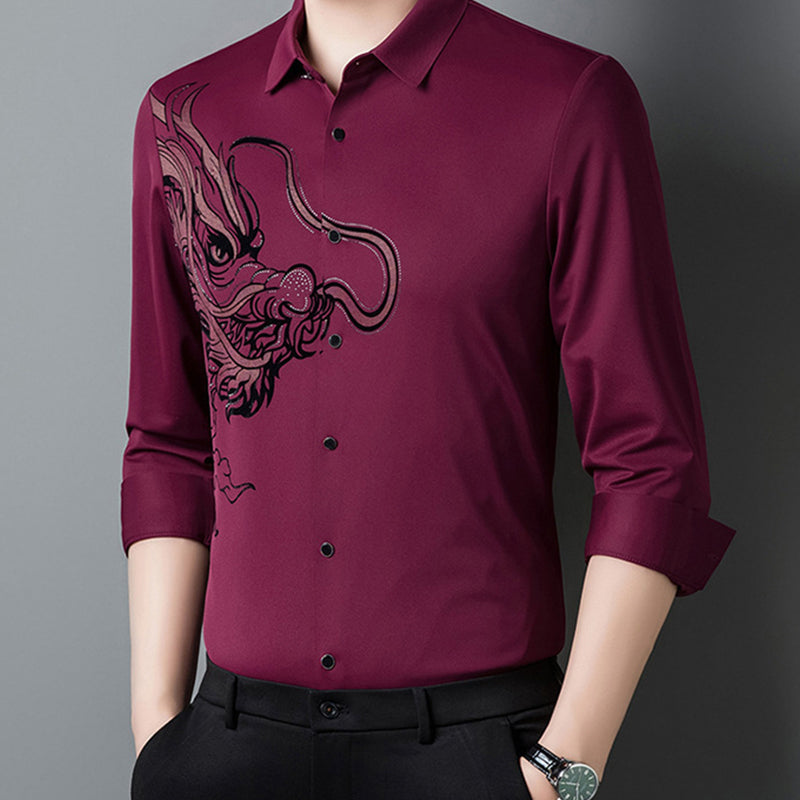 💖Men's Business Dragon Printed Long Sleeve Shirt