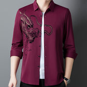 💖Men's Business Dragon Printed Long Sleeve Shirt