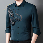 💖Men's Business Dragon Printed Long Sleeve Shirt