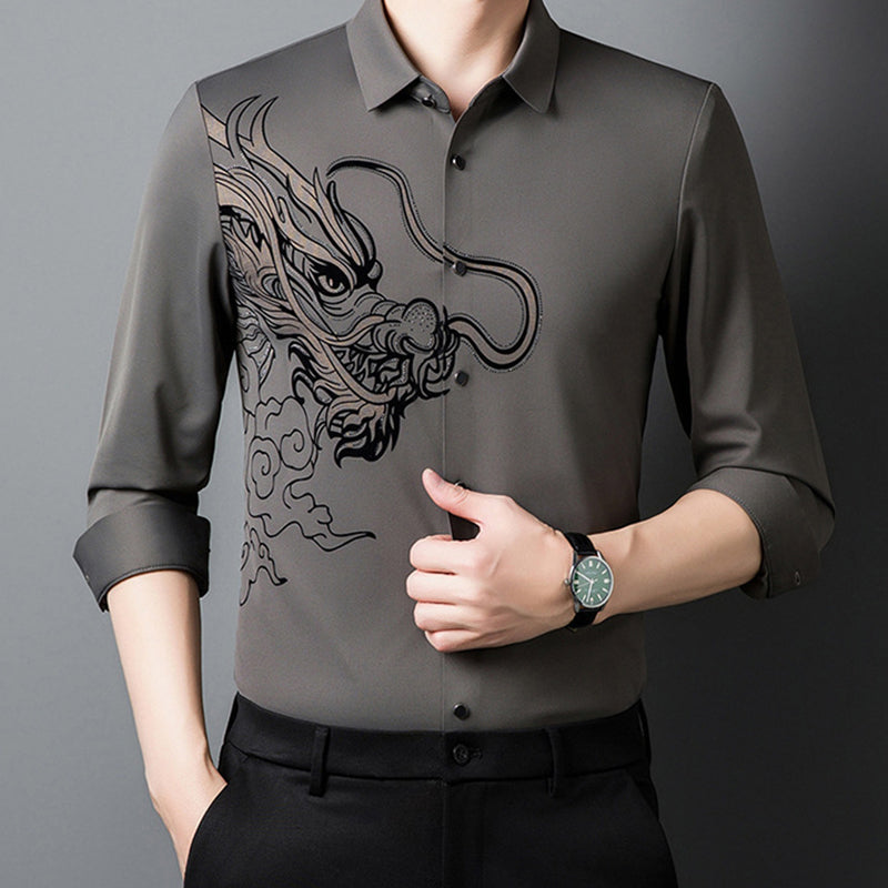 💖Men's Business Dragon Printed Long Sleeve Shirt
