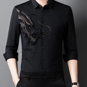 💖Men's Business Dragon Printed Long Sleeve Shirt