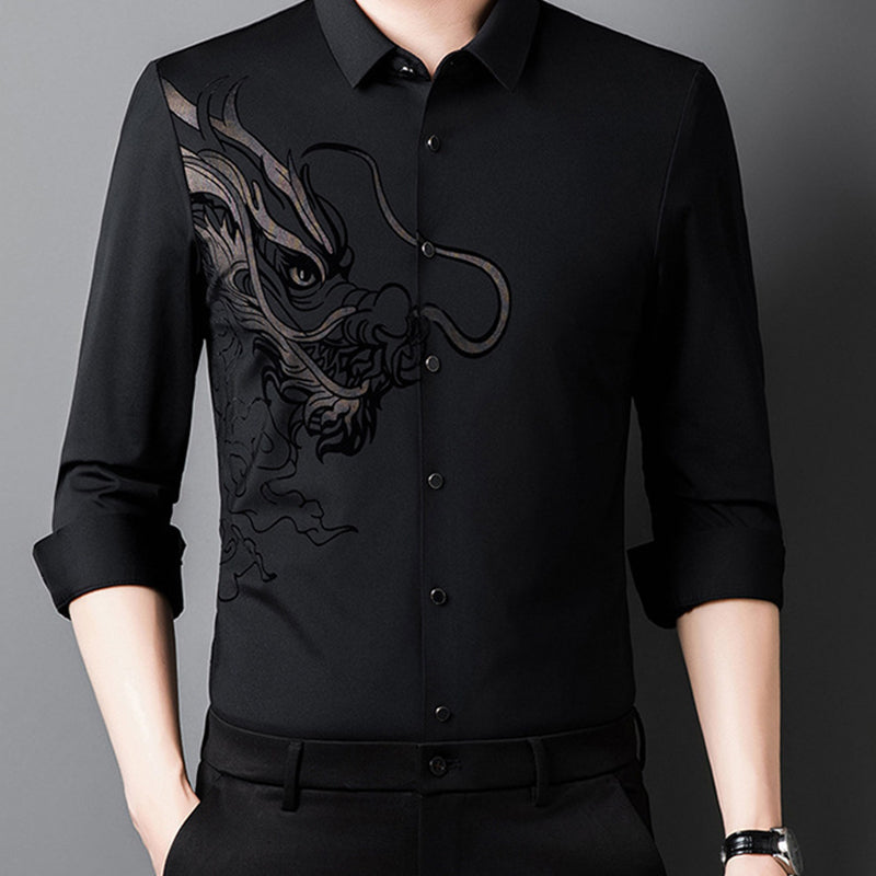 💖Men's Business Dragon Printed Long Sleeve Shirt