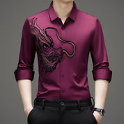 💖Men's Business Dragon Printed Long Sleeve Shirt