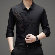💖Men's Business Dragon Printed Long Sleeve Shirt