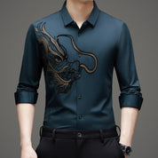 💖Men's Business Dragon Printed Long Sleeve Shirt