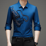 💖Men's Business Dragon Printed Long Sleeve Shirt