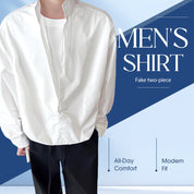 ✨New Arrivals✨Men's Fake Two-Piece Shirt - Deep V-neck stylish style🔥