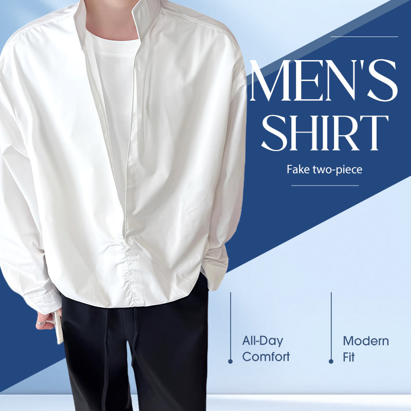 ✨New Arrivals✨Men's Fake Two-Piece Shirt - Deep V-neck stylish style🔥