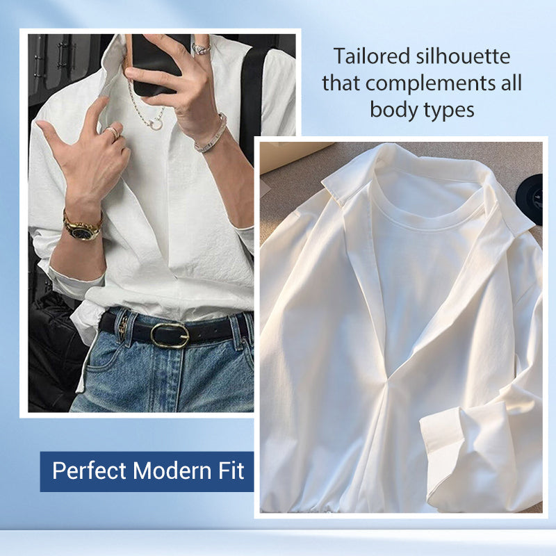 ✨New Arrivals✨Men's Fake Two-Piece Shirt - Deep V-neck stylish style🔥