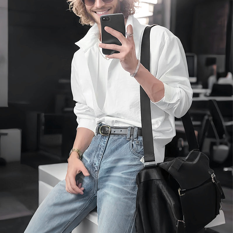 ✨New Arrivals✨Men's Fake Two-Piece Shirt - Deep V-neck stylish style🔥