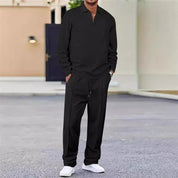 🌟Autumn Hot Sale🎉Men’s Waffle Knit Sweatshirt & Straight-Leg Pants Set