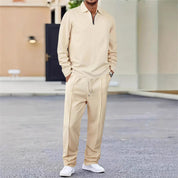 🌟Autumn Hot Sale🎉Men’s Waffle Knit Sweatshirt & Straight-Leg Pants Set