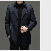 👑✨Men's Medium-Length Trench Coat with Detachable Inner