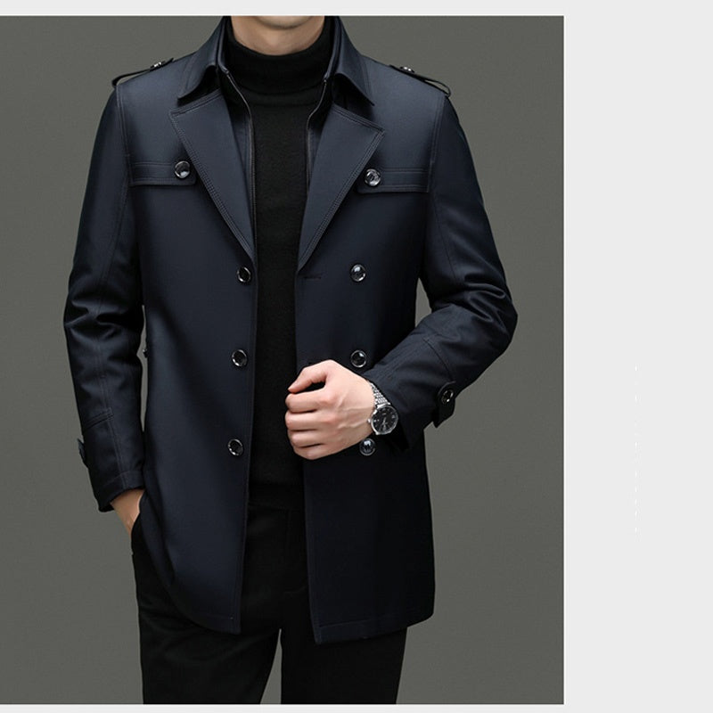 👑✨Men's Medium-Length Trench Coat with Detachable Inner