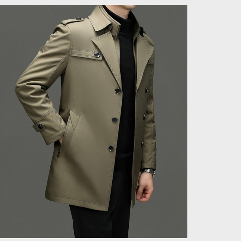👑✨Men's Medium-Length Trench Coat with Detachable Inner