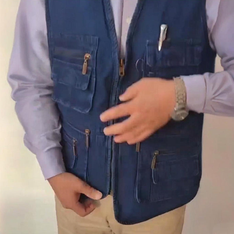 ☀️Men's Cotton Denim Vest-Plush Lining & Unlined Styles