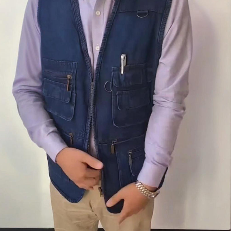 ☀️Men's Cotton Denim Vest-Plush Lining & Unlined Styles