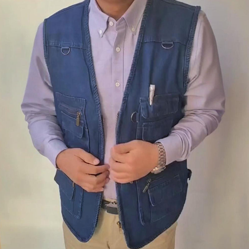 ☀️Men's Cotton Denim Vest-Plush Lining & Unlined Styles