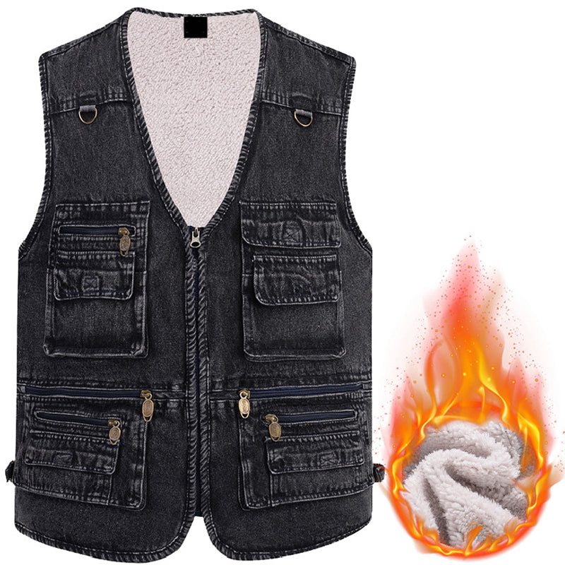 ☀️Men's Cotton Denim Vest-Plush Lining & Unlined Styles