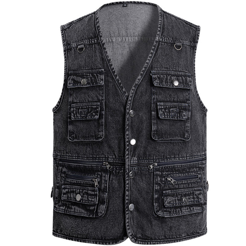☀️Men's Cotton Denim Vest-Plush Lining & Unlined Styles