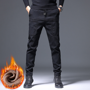 Men's Multi-Pocket Printed Slim-Fit Straight-Leg Pants