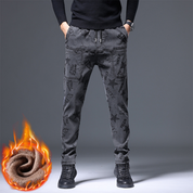 Men's Multi-Pocket Printed Slim-Fit Straight-Leg Pants