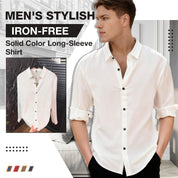 ✨Lightweight, Breathable & Shiny✨Men's Stylish Iron-Free Solid Color Long-Sleeve Shirt