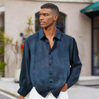 ✨Lightweight, Breathable & Shiny✨Men's Stylish Iron-Free Solid Color Long-Sleeve Shirt