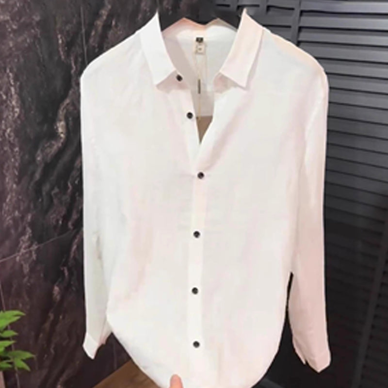 ✨Lightweight, Breathable & Shiny✨Men's Stylish Iron-Free Solid Color Long-Sleeve Shirt