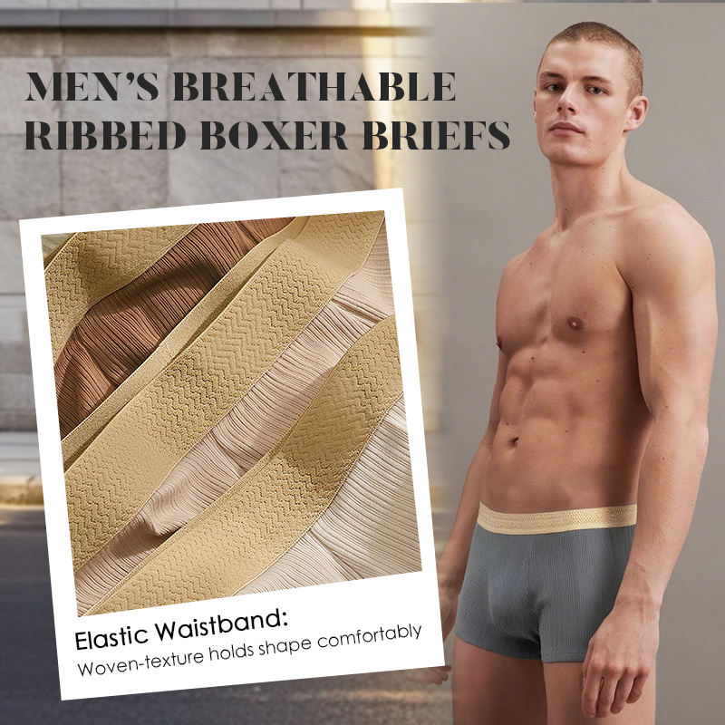 Men's Light Luxury Breathable Ribbed Boxer Briefs