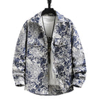 Men's Floral Collar Jacquard Button-Down Jacket