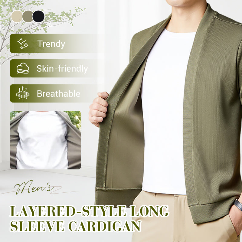 Men’s Layered-Style Long Sleeve Cardigan