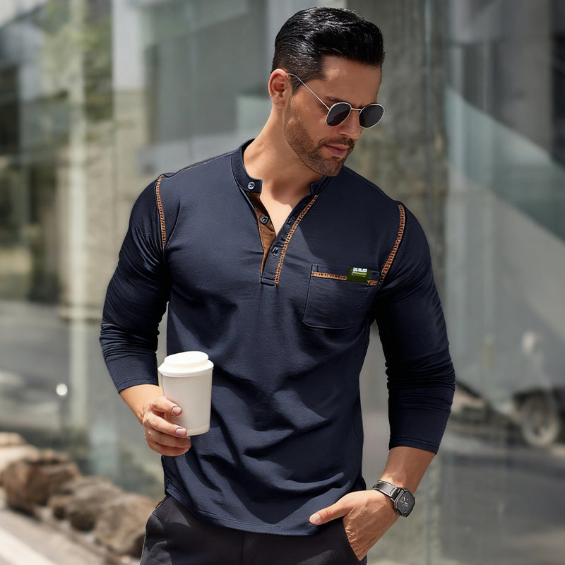 Men's Long Sleeve Button Down Shirt with Pocket