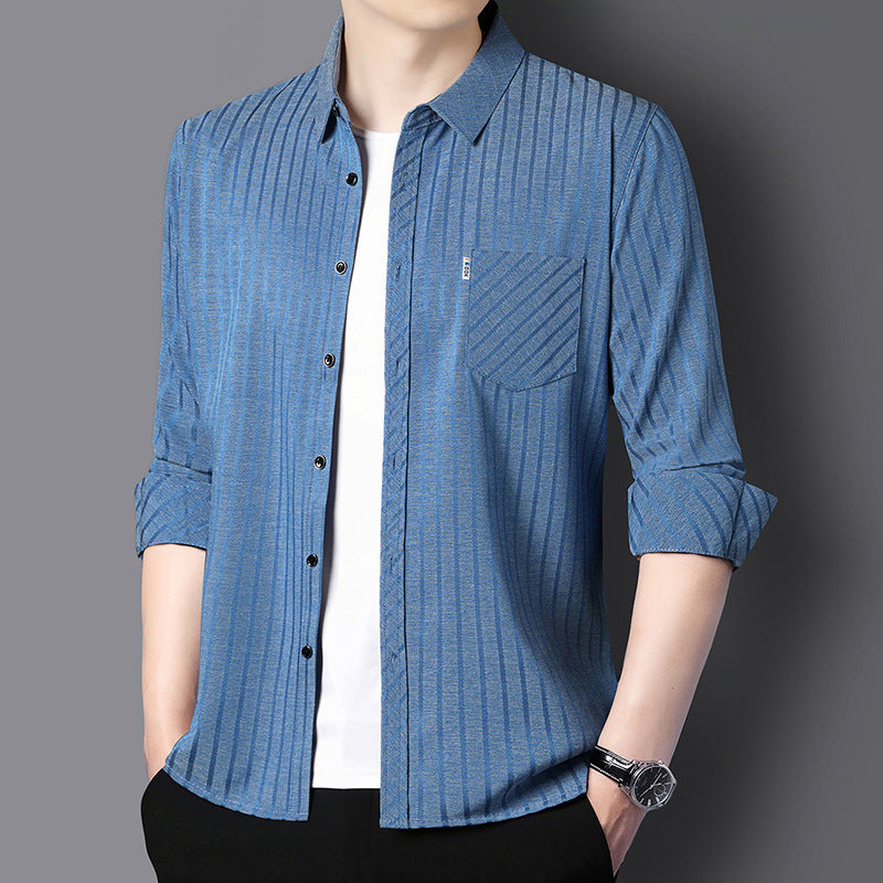Men’s Casual Business Lapel Shirt for Fall & Winter