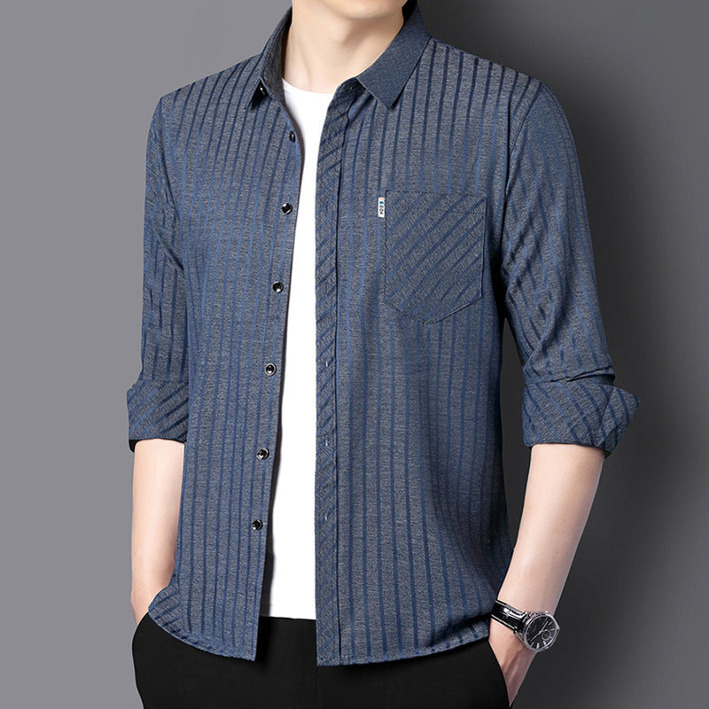 Men’s Casual Business Lapel Shirt for Fall & Winter