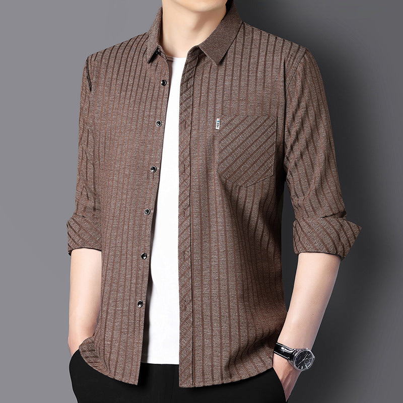 Men’s Casual Business Lapel Shirt for Fall & Winter