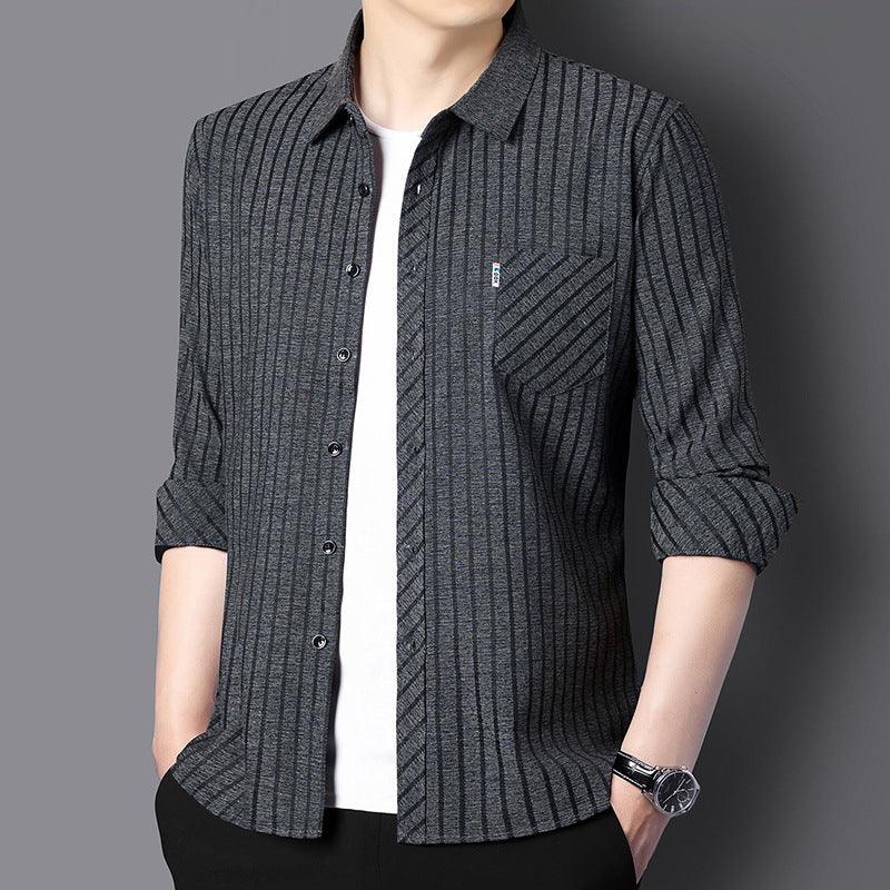 Men’s Casual Business Lapel Shirt for Fall & Winter